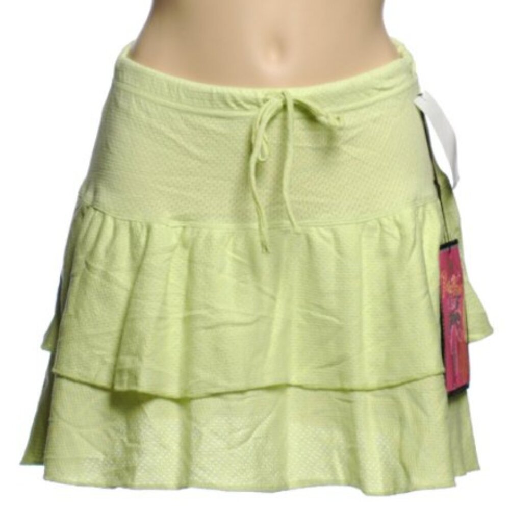 Pure Paradise Ruffled Coverup Skirt - Green - L - NEW